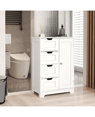 Streamdale Furniture White Freestanding Storage Cabinet with Adjustable Shelves, Drawers, and Door