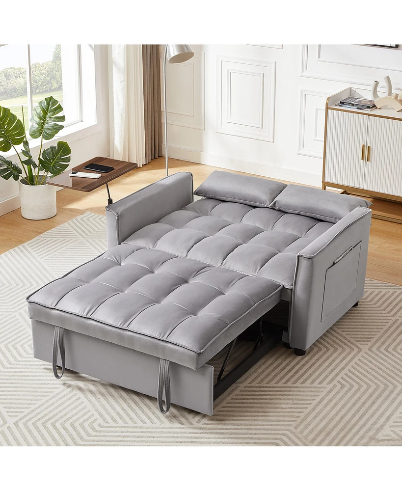 Simplie Fun Tufted Velvet Sofa Bed with Adjustable Positions