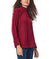 Jones New York Petite Mock-Neck Ribbed-Panel Sweater