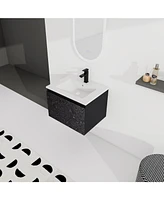 Streamdale Furniture Wall-Mounted Bathroom Vanity with Ceramic Sink & Soft-Close Doors