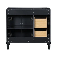 36" Freestanding Bathroom Vanity with Ample Storage, Solid Wood Frame