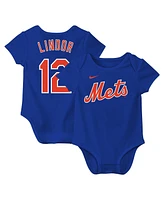 Nike Newborn Baby Boys and Girls Francisco Lindor Royal New York Mets Fuse Name Number Bodysuit