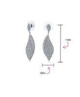 Bling Jewelry Modern Cz Pave Encrusted Statement Twist Teardrop Dangle Chandelier Earrings For Women smaids