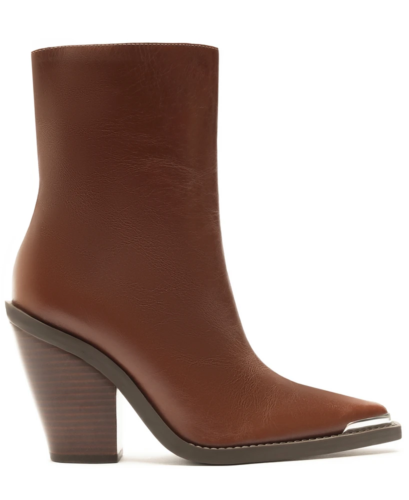 Arezzo Women's Peyton High Block Heel Leather Booties