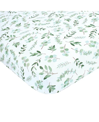 Hudson Baby Infant Girl Cotton Fitted Crib Sheet, Eucalyptus, One Size