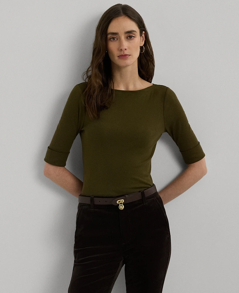 Lauren Ralph Petite Slim-Fit Boat-Neck Top