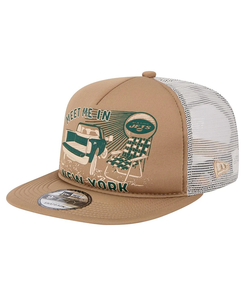 New Era Men's Tan New York Jets Meet Me 9FIFTY Snapback Hat