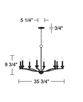 Franklin Iron Works Norwell Semi Gloss Black Chandelier Lighting 35 3/4" Wide Modern Industrial Geometric Curved Arms Candle 8-Light Fixture for Dinin