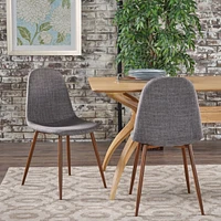 Modern Fabric & Metal Dining Chair With Wood Finish