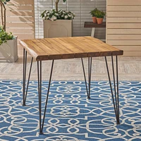 Zion Industrial Acacia Wood & Metal Dining Table