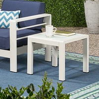 Contemporary Aluminum End Table With Frosted Glass Top