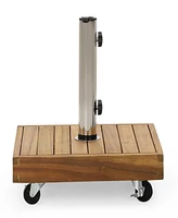Acacia Wood Umbrella Base With Concrete Core