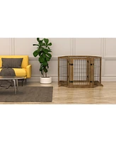 6-Panel Freestanding Dog Gate with Door