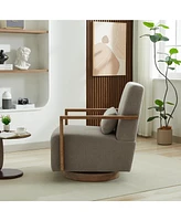 30.3"W Swivel Accent Chair with Solid Wood Arms & Comfy Cushion
