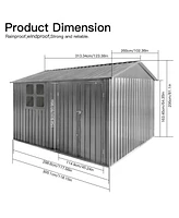 Streamdale Furniture 10FTx8FT Metal Garden Shed with Window, Durable Storage