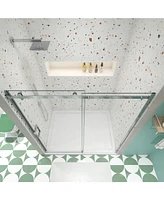 Streamdale Furniture Sliding Shower Door, 5/16" Tempered Glass, Polished Chrome, 56"-60"W x 74"H