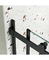 Streamdale Furniture 56"-60" Sliding Bathtub Shower Door, 5/16" Tempered Glass, Matte Black