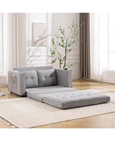 3-in-1 Tufted Futon Sofa Bed with Side Pockets and Cup Holders