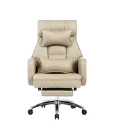 Simplie Fun Swivel Ergonomic Office Chair with Footrest, Leather, 155° Recline