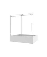 Simplie Fun Frameless Shower Door with Adjustable Soft-Close, 5/16" Tempered Glass