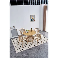 Bamboo Dining Table with Pe Rattan Round Top (110CM)