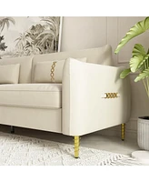 Simplie Fun Velvet Sofa with Gold Legs