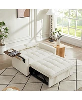 Streamdale Furniture Cream Velvet Convertible Sofa Bed with Adjustable Positions