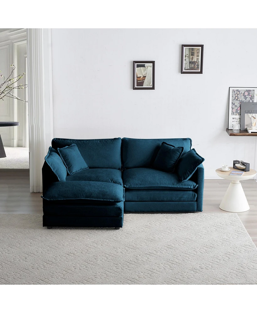 Streamdale Furniture Chenille Sectional Sofa with Ottoman for Small Spaces