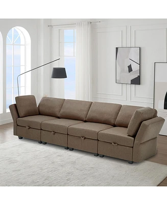 Simplie Fun Modular Sofa with Storage and Adjustable Backrests