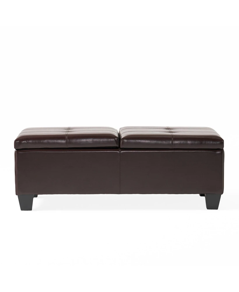 Streamdale Furniture Alfred Leather Storage Ottoman with Dual-Opening Tray Top