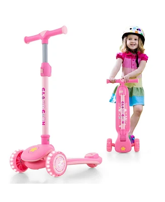 Costway 3-Wheel Kids Scooter Toddler Folding Balancing Kick Scooter with Light-up Led Wheel Light