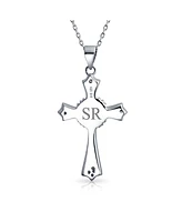 Bling Jewelry Silver Opal Cz Cross Pendant Necklace 18in Chain