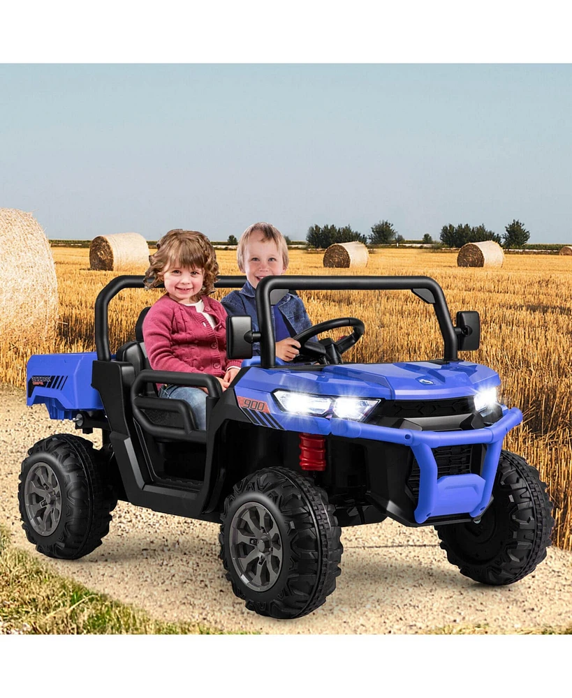 Slickblue 2-Seater Kids Ride On Dump Truck with Bed and Shovel