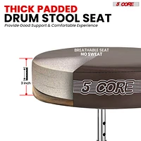 5 Core Drum Throne • Height Adjustable Guitar Stool • Thick Padded Comfortable Drummer Chair Brown Ds Ch Br