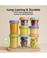 KeaBabies 8pk Prep Baby Food Storage Containers, Leak-Proof, Bpa Free Glass Jars for Feeding