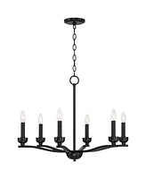 Franklin Iron Works Norwell Semi Gloss Black Chandelier Lighting 27 1/2" Wide Modern Industrial Geometric Curved Arms Candle 6-Light Fixture for Dinin