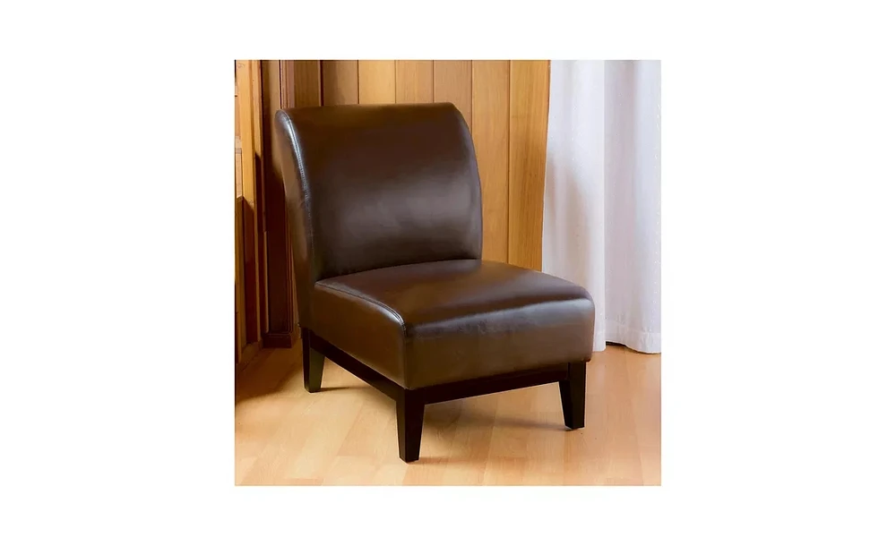 Simplie Fun Christopher Knight Home Darcy Brown Leather Slipper Chair