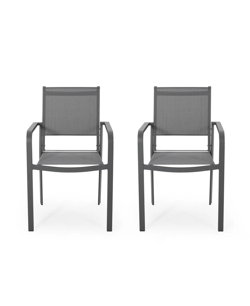 Simplie Fun Modern Aluminum Dining Chair With Mesh Seat (Set Of 2)