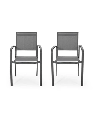 Simplie Fun Modern Aluminum Dining Chair With Mesh Seat (Set Of 2)