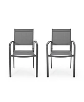 Simplie Fun Modern Aluminum Dining Chair With Mesh Seat (Set Of 2)