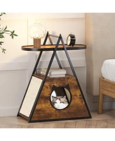 Streamdale Furniture Multifunctional Cat House End Table: Storage, Play, and Rest