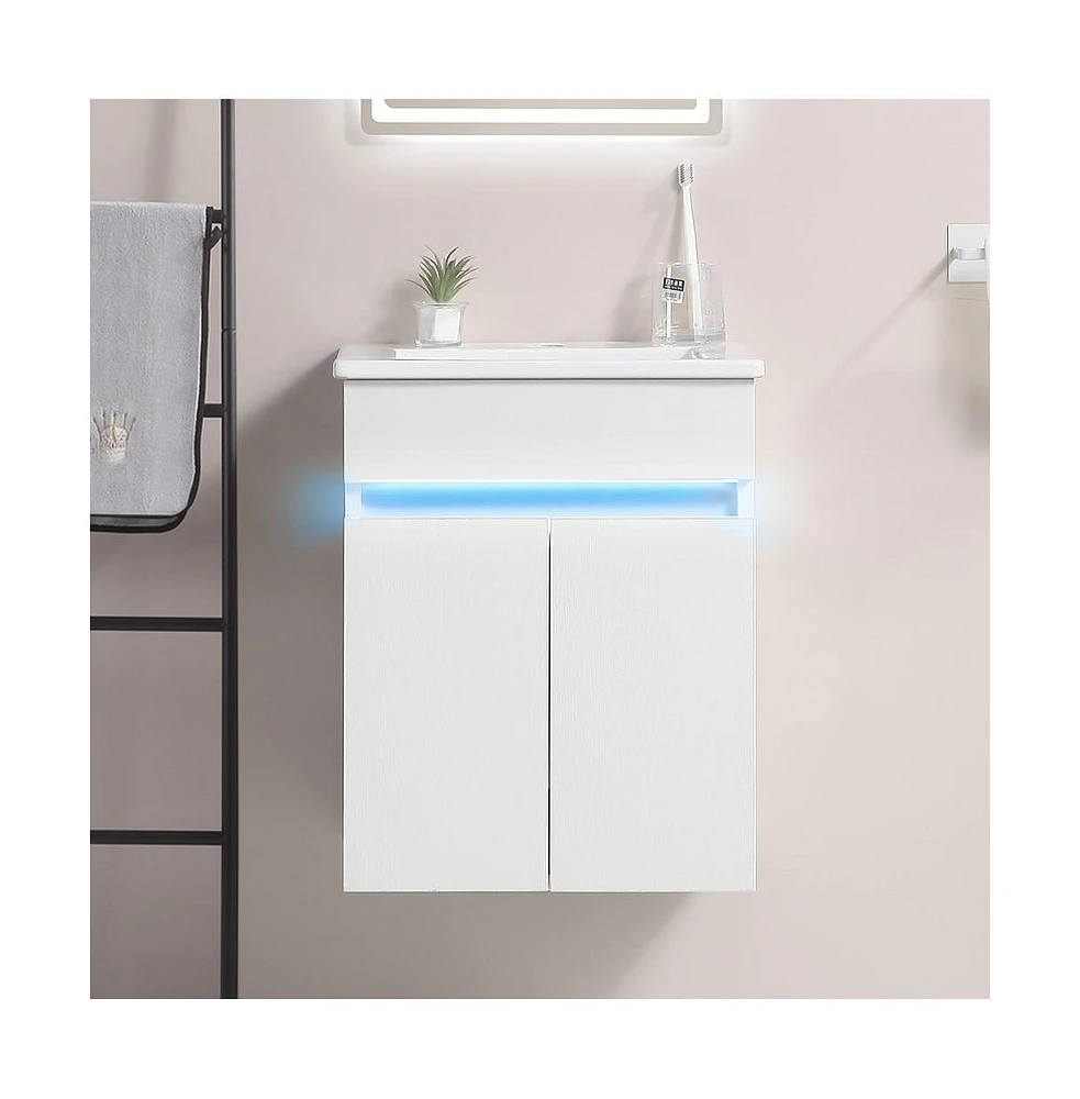 Elegant 16" Bathroom Vanity with Radar Sensing Light and Ample Storage