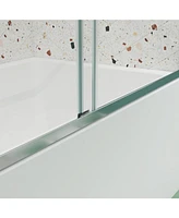 Bypass Shower Door, Sliding, 1/4" Tempered Glass, Polished Finish