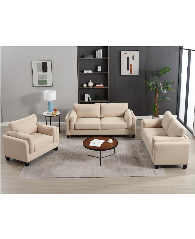 Simplie Fun Modern 3-Piece Sofa Set with Usb Ports, Comfy Cushions, and Durable Frame