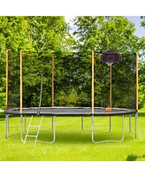 Streamdale Furniture 14FT Advanced Trampoline with Basketball Hoop, Ladder, and Outer Safety Enclosure