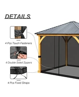 Aoodor Gazebo Netting 12' x Polyester Screen Replacement 4 Panel Sidewalls for Patio (Only Netting)