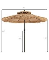 Slickblue 9 Feet Thatched Tiki Umbrella with 8 Ribs