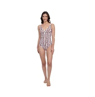 Profile by Gottex Women's Iota Ruched V-Neck One Piece Swimsuit