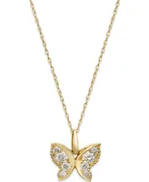 Cubic Zirconia Butterfly Pendant Necklace in 10k Gold
