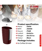 5 Core Coffee Grinder Herb Grinder Espresso Machine w Stainless Steel Blades Removable Chamber 150W Electric High Speed Nut Grinder - Cg 01 Br & Bl